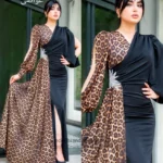 ماکسی مجلسی مزونی زنانه پیراهن مجلسی زنانه پلنگی لباس مجلسی زنانه سایز بزرگ سایزبندی 40 الی 52