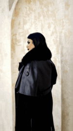 پالتو تركيب چرم و مخمل كوبيده - تصویر 2