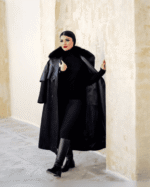 پالتو تركيب چرم و مخمل كوبيده