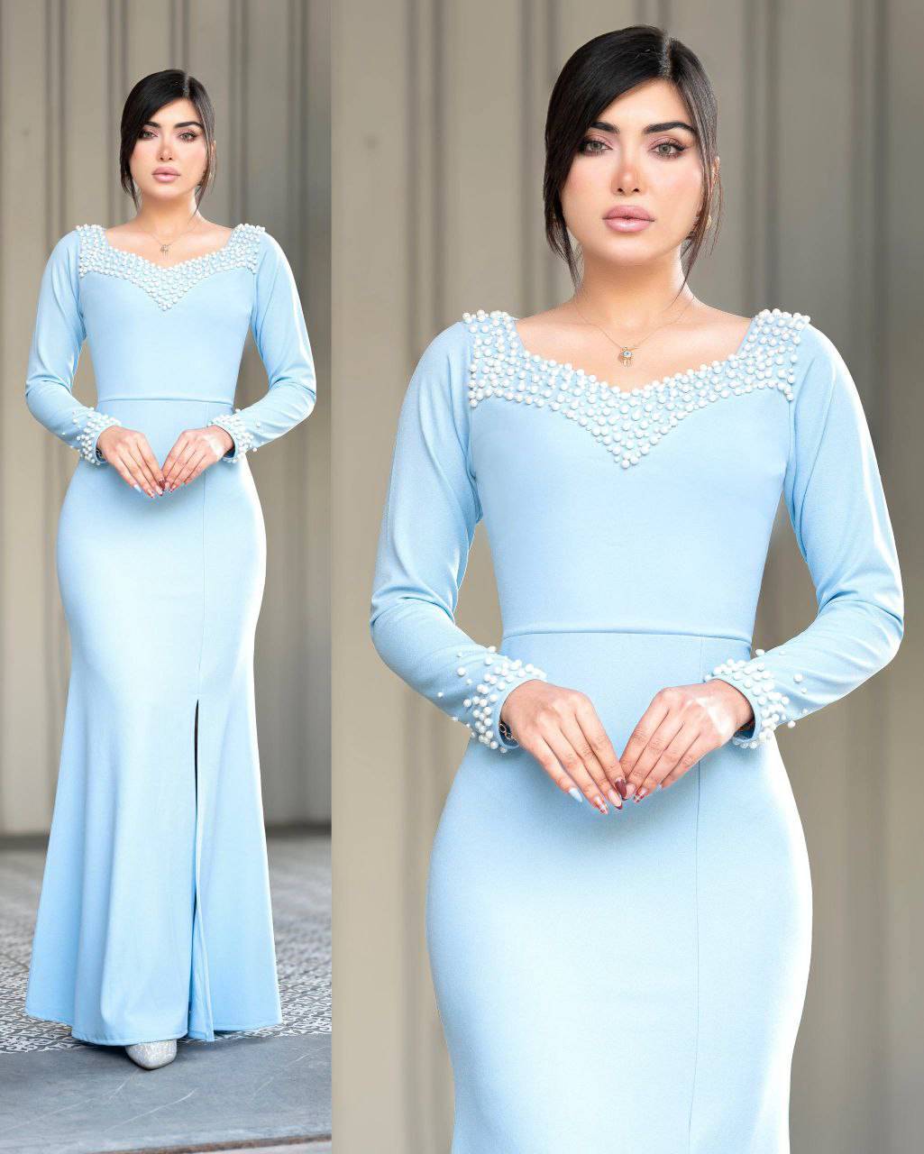 c37a29-3 لباس مجلسی زنانه و دخترانه ، ماکسی مجلسی مدل ماریکا ، ماکسی پوشیده مجلسی سایز ۴۸ الی ۵۲ - تصویر 1