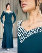 لباس مجلسی زنانه و دخترانه ، ماکسی مجلسی مدل ماریکا ، ماکسی پوشیده مجلسی سایز ۴۸ الی ۵۲ - تصویر 3